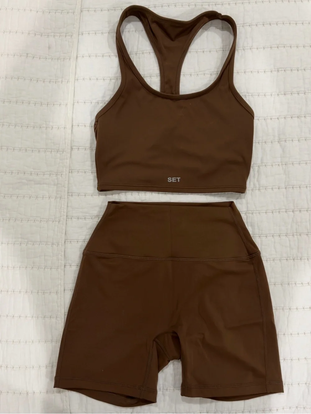 SET Active Brown Athletic Shorts & Crop Sports Set - Picture 1 of 6
